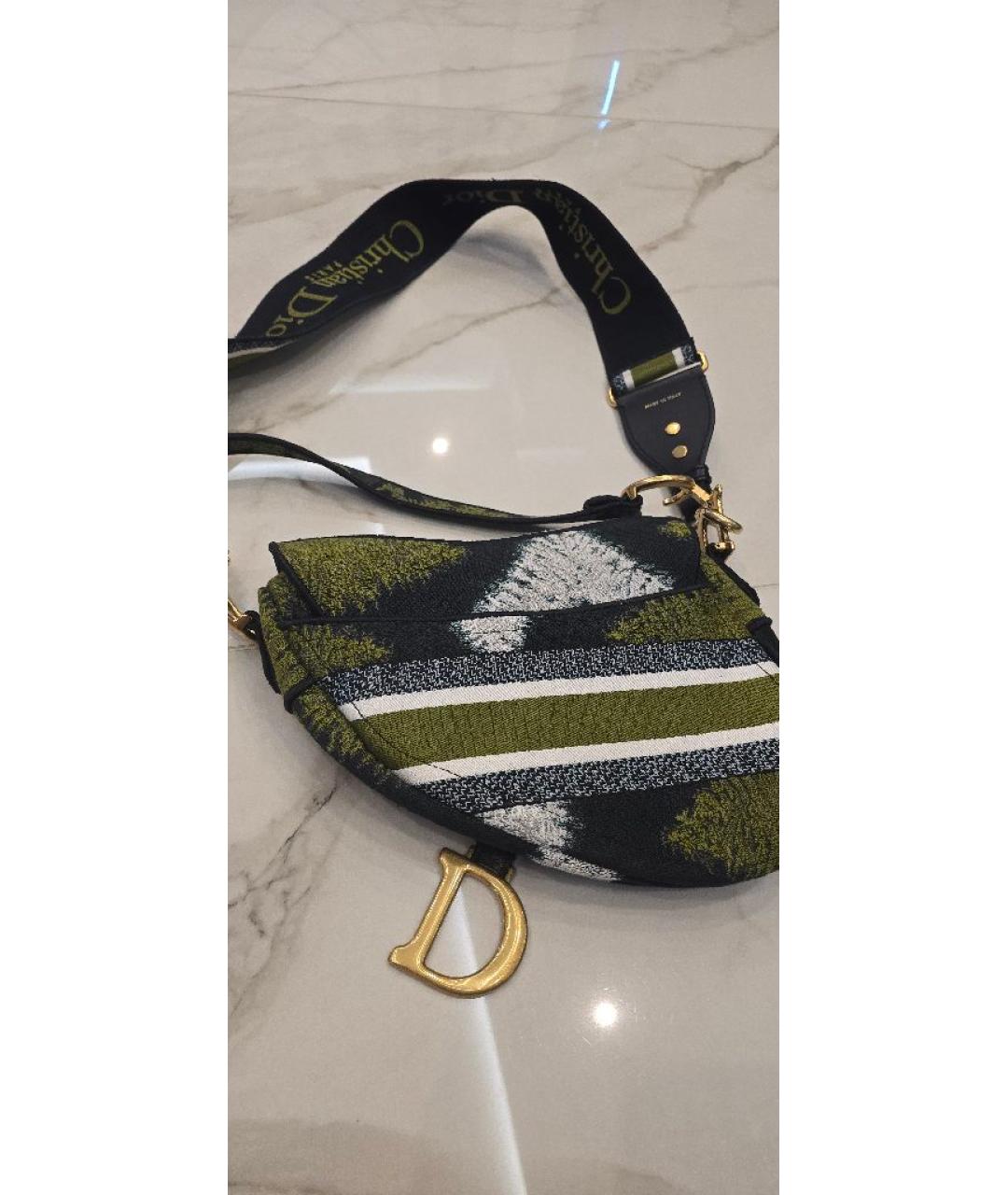 CHRISTIAN DIOR Зеленая тканевая сумка через плечо, фото 3