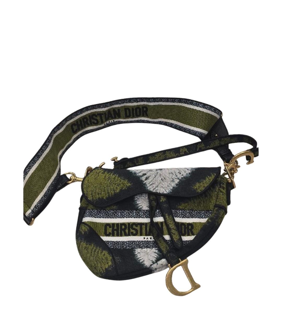 CHRISTIAN DIOR Зеленая тканевая сумка через плечо, фото 1