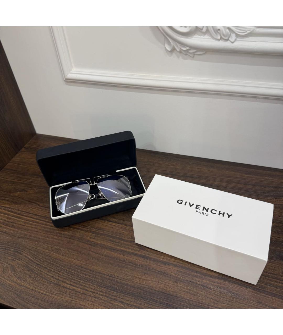 GIVENCHY Серебряные металлические солнцезащитные очки, фото 7