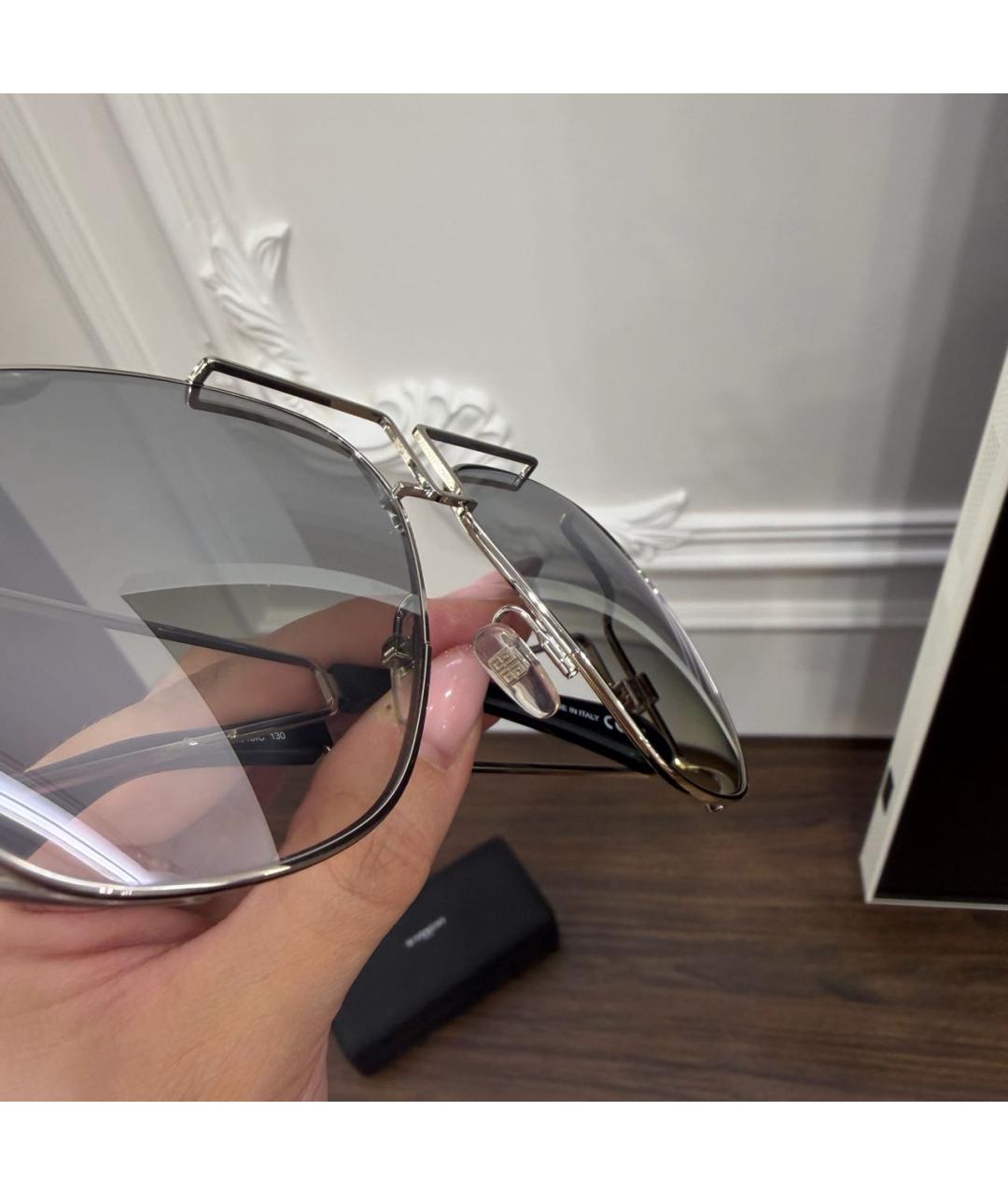 GIVENCHY Серебряные металлические солнцезащитные очки, фото 5