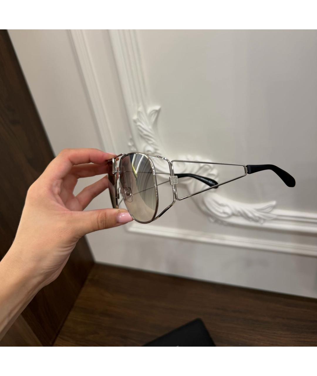 GIVENCHY Серебряные металлические солнцезащитные очки, фото 3