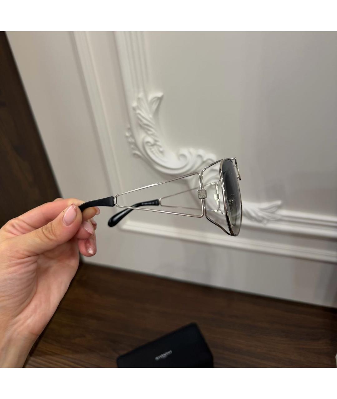 GIVENCHY Серебряные металлические солнцезащитные очки, фото 4