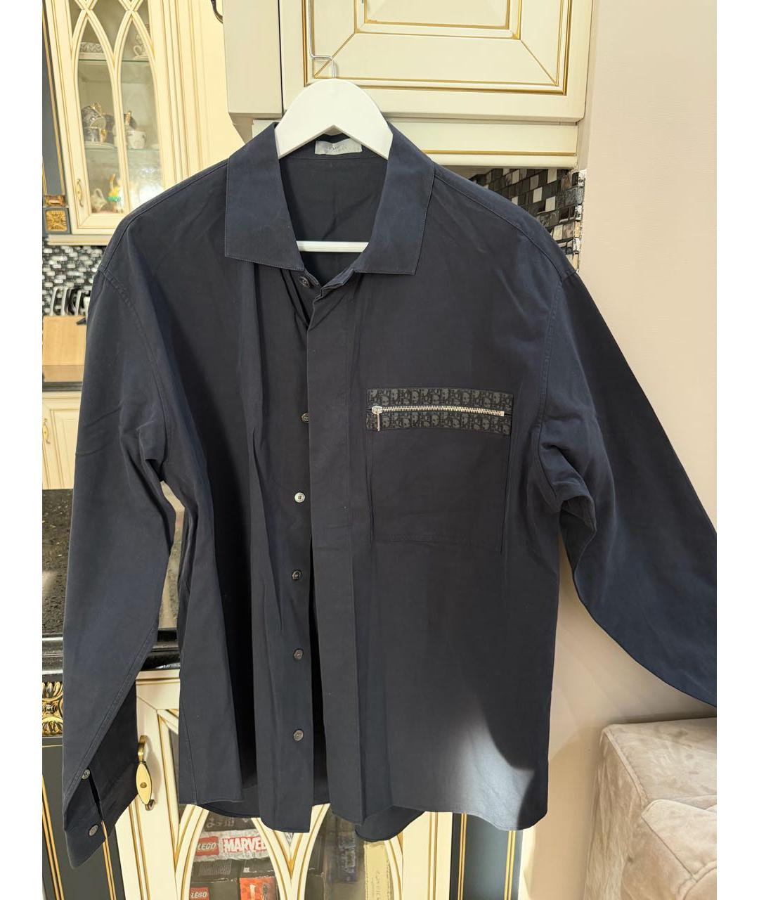 CHRISTIAN DIOR Темно-синяя хлопковая кэжуал рубашка, фото 5