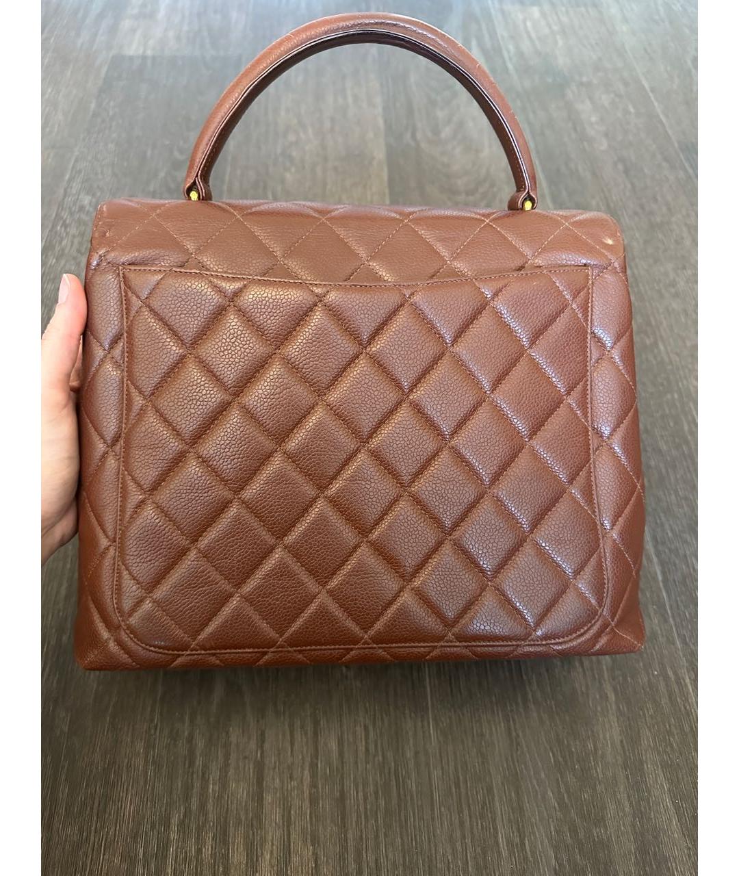 CHANEL Коричневая кожаная сумка с короткими ручками, фото 2