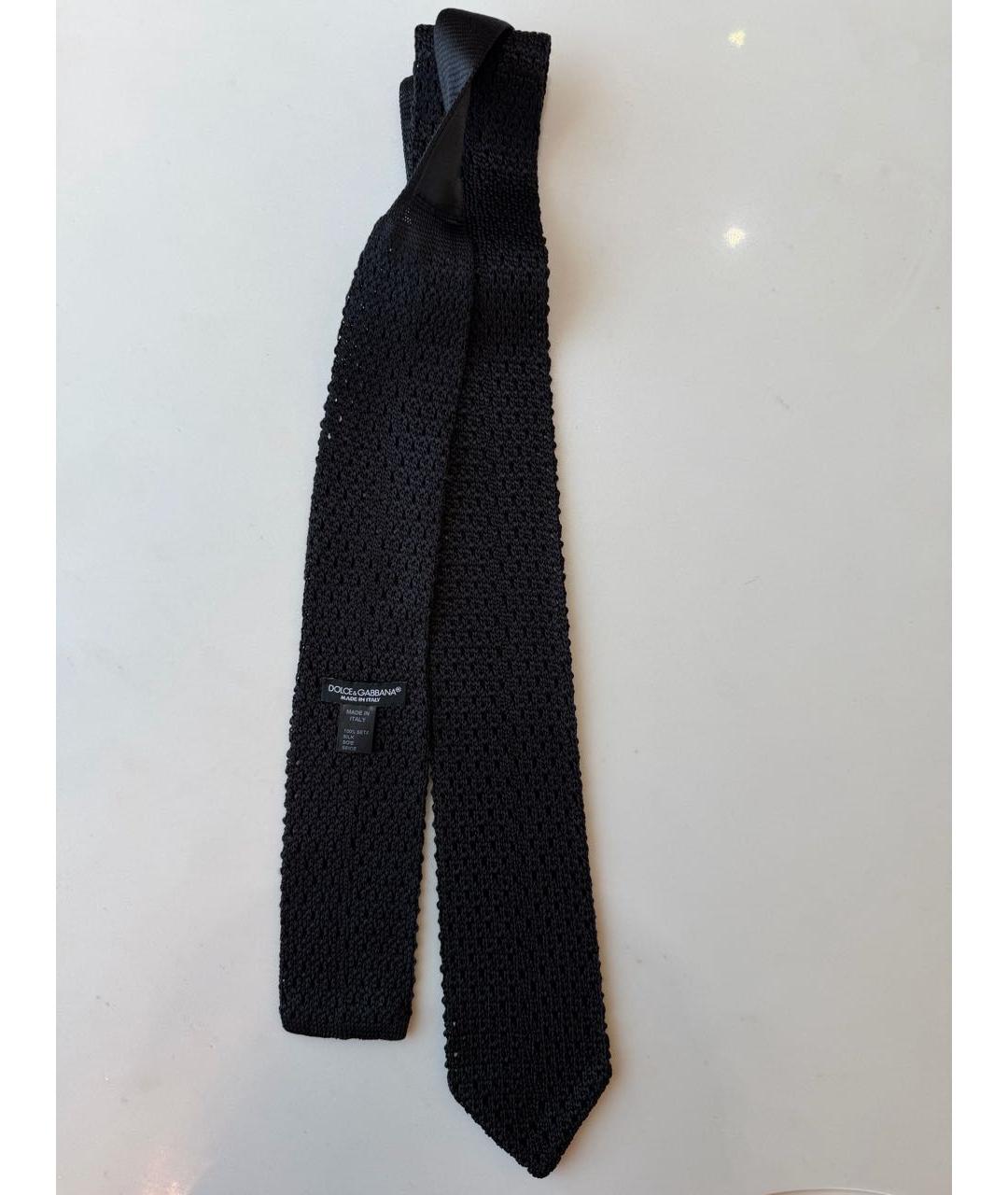 DOLCE&GABBANA Черный шелковый галстук, фото 2
