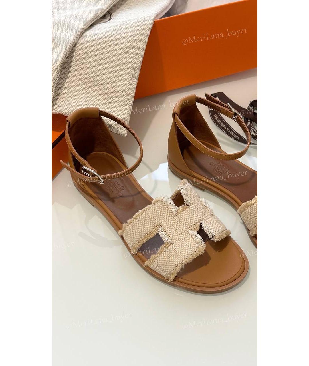 HERMES Коричневые сандалии, фото 4
