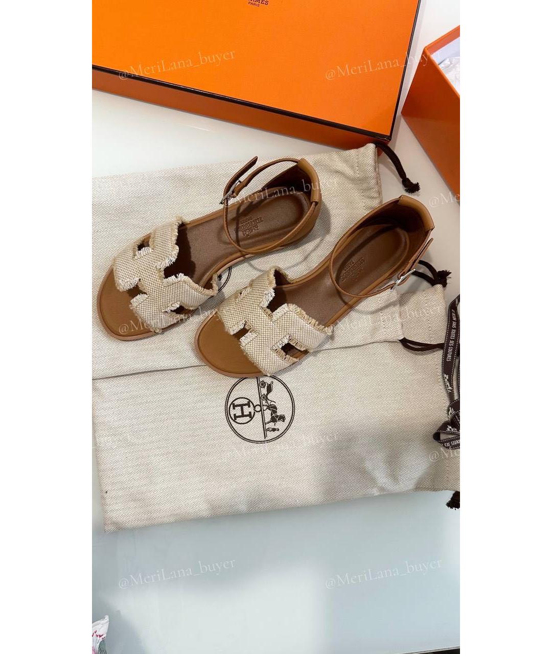 HERMES Коричневые сандалии, фото 3