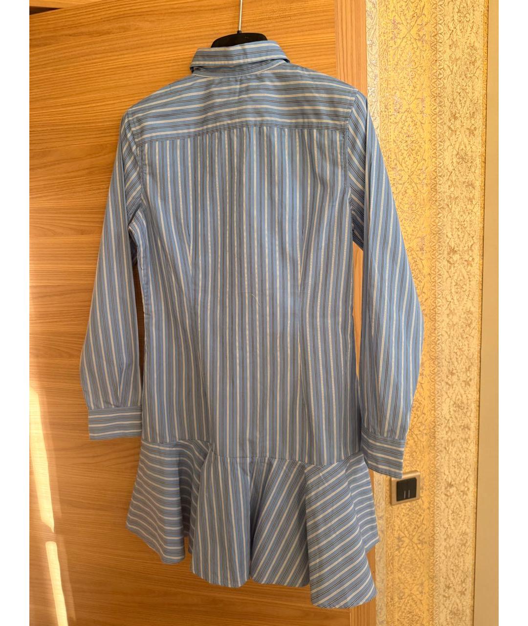 RALPH LAUREN Голубое хлопковое повседневное платье, фото 5