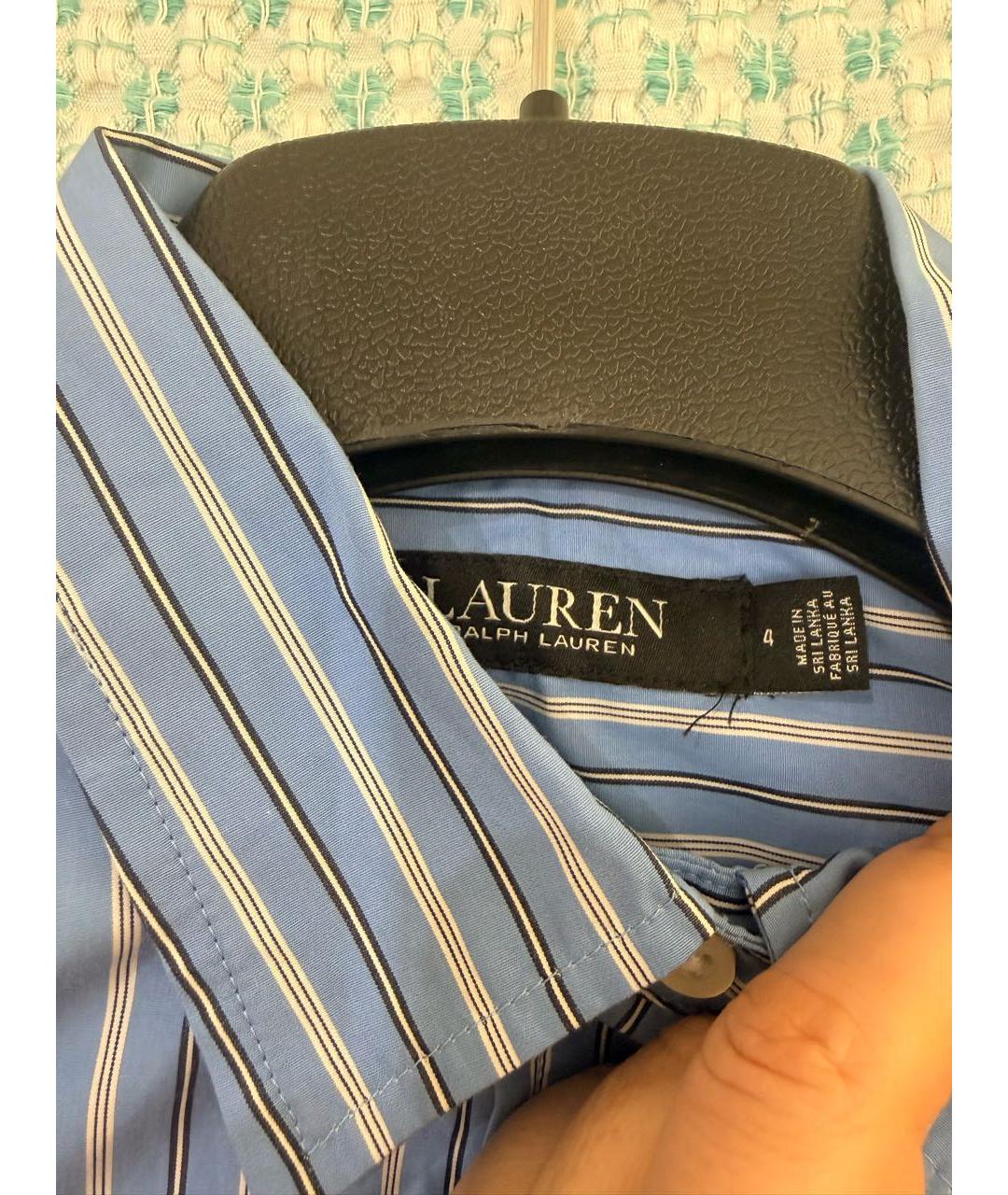 RALPH LAUREN Голубое хлопковое повседневное платье, фото 3