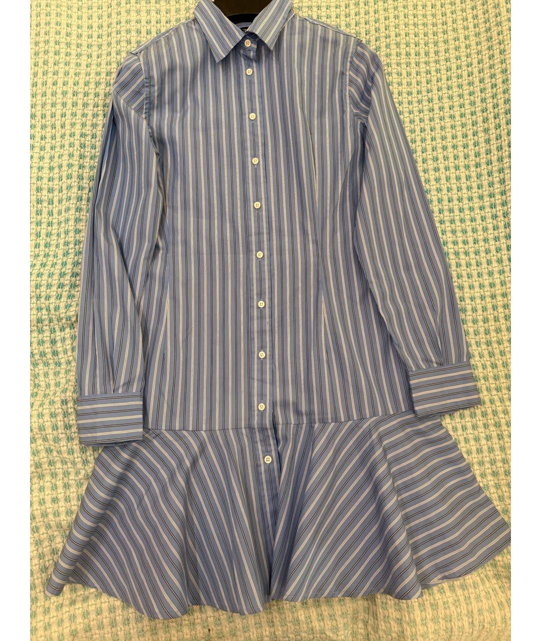 RALPH LAUREN Голубое хлопковое повседневное платье, фото 2