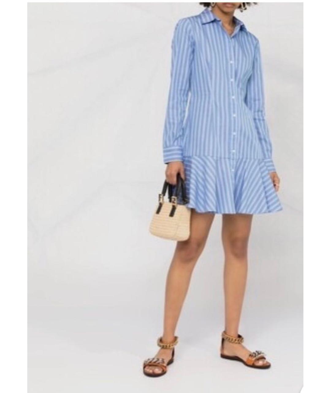 RALPH LAUREN Голубое хлопковое повседневное платье, фото 8