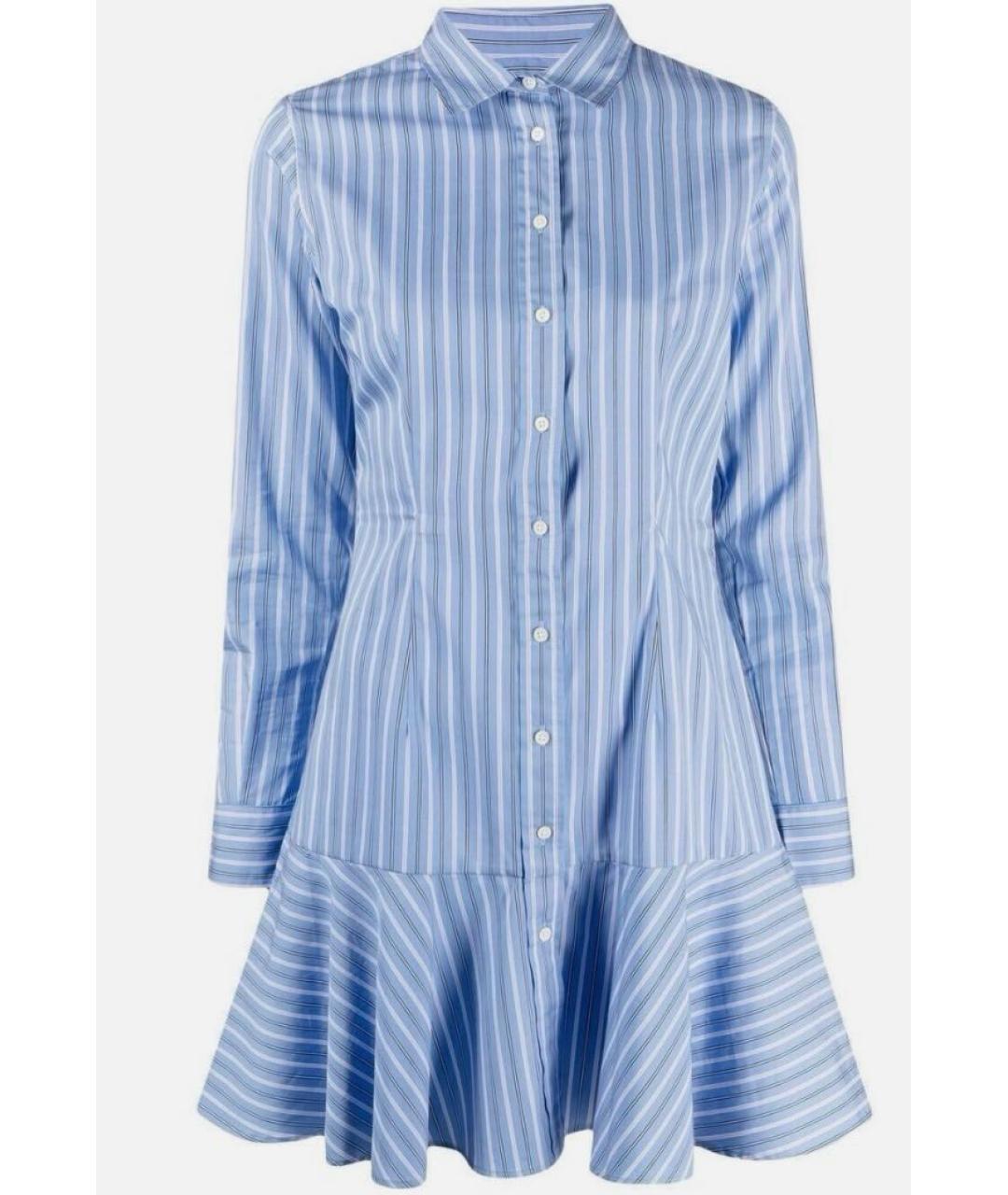 RALPH LAUREN Голубое хлопковое повседневное платье, фото 9
