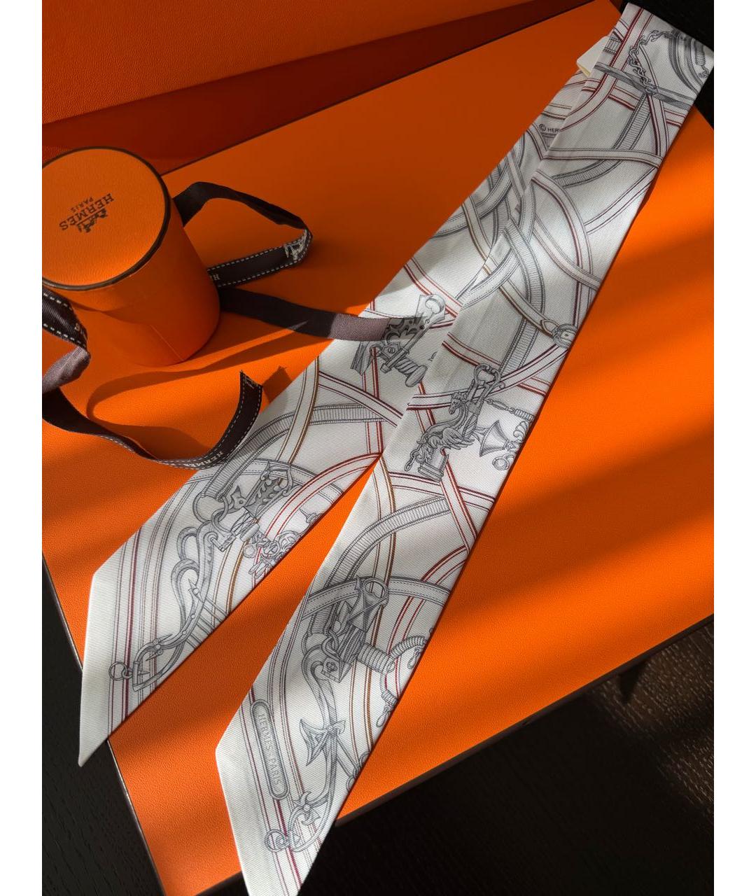 HERMES Бежевый шелковый шарф, фото 4