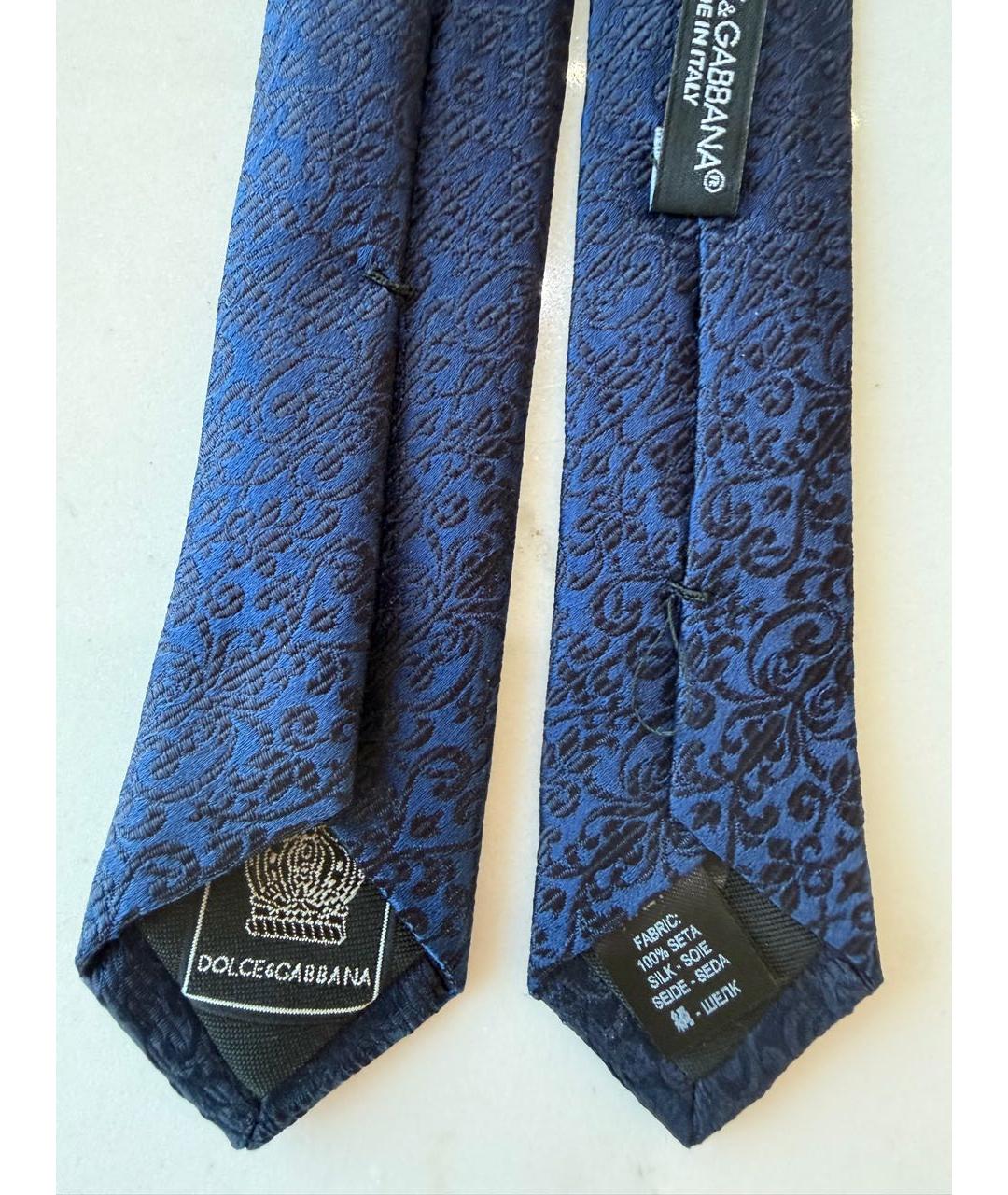 DOLCE&GABBANA Темно-синий шелковый галстук, фото 5