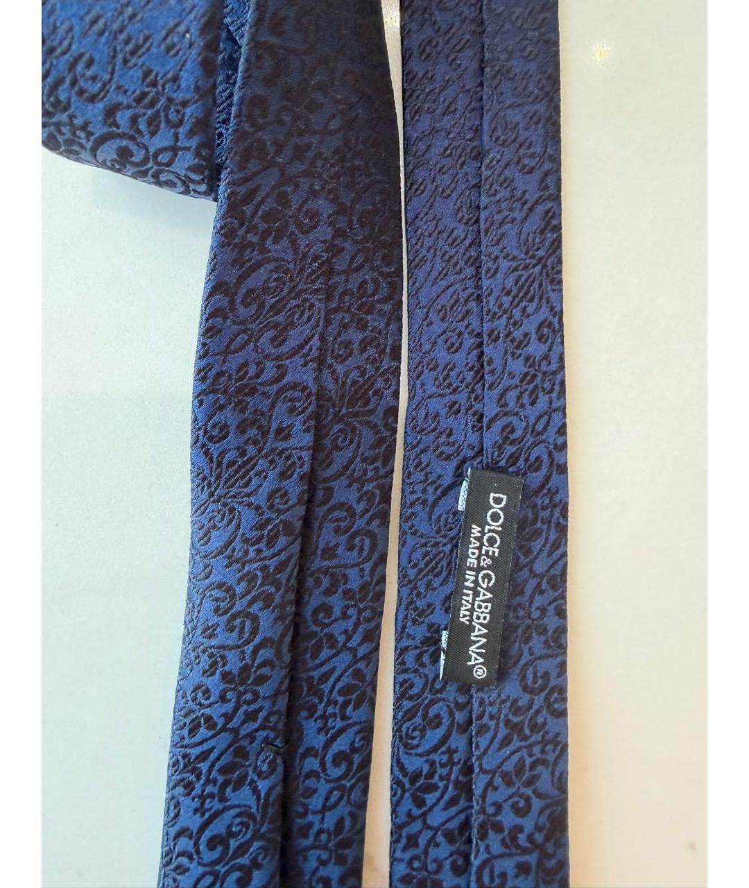 DOLCE&GABBANA Темно-синий шелковый галстук, фото 3