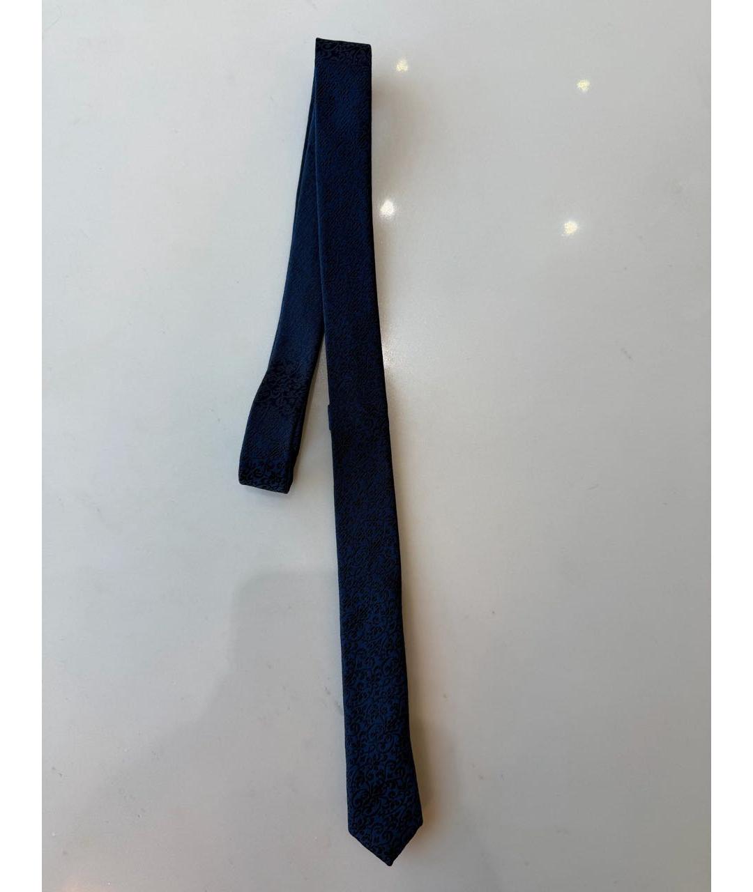 DOLCE&GABBANA Темно-синий шелковый галстук, фото 6