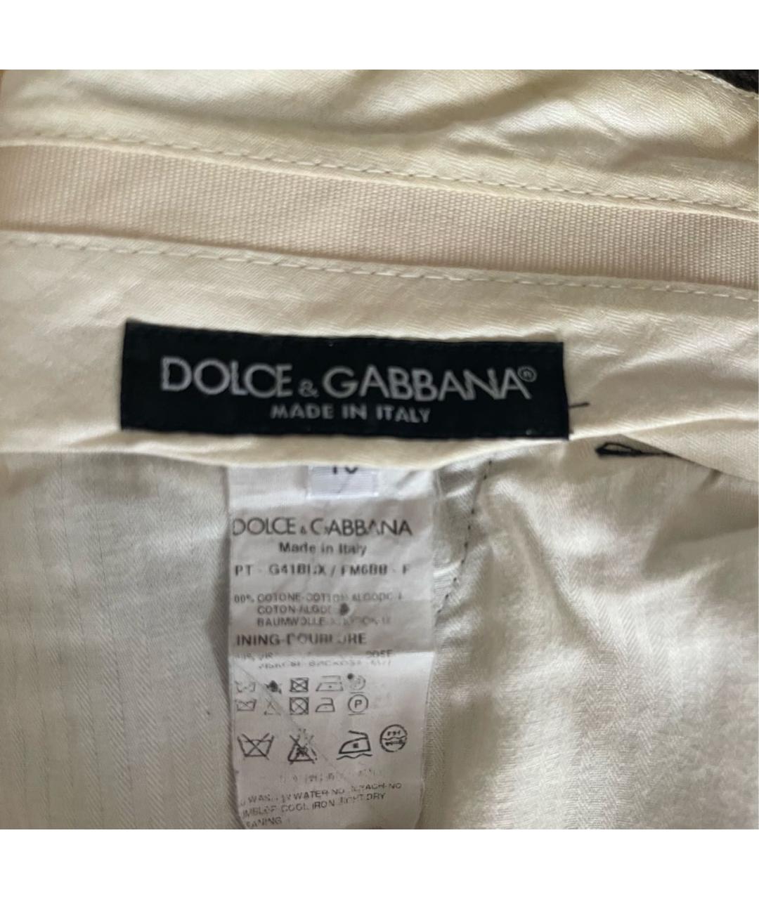 DOLCE&GABBANA Коричневые хлопковые повседневные брюки, фото 5