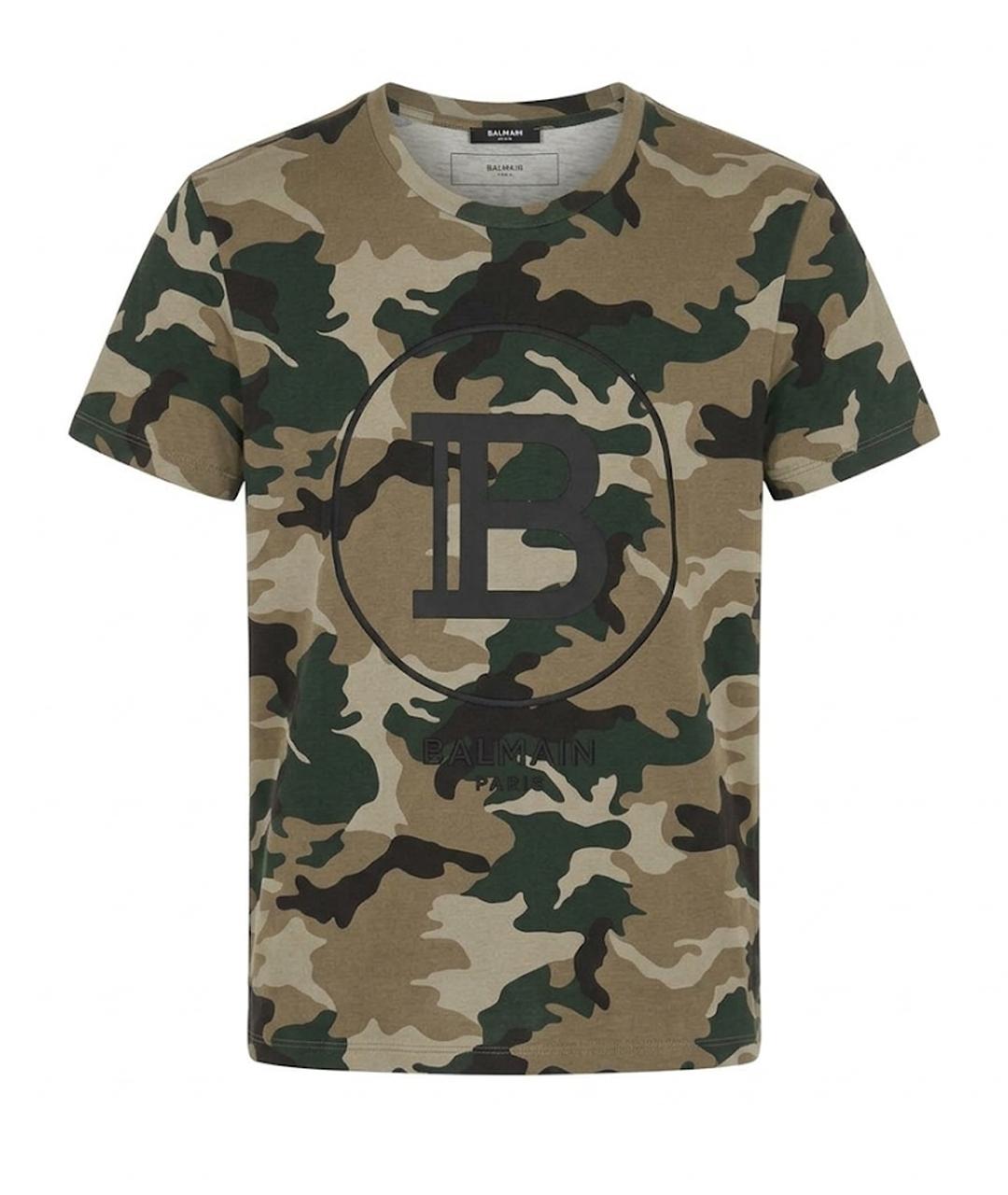 BALMAIN Хаки футболка, фото 1