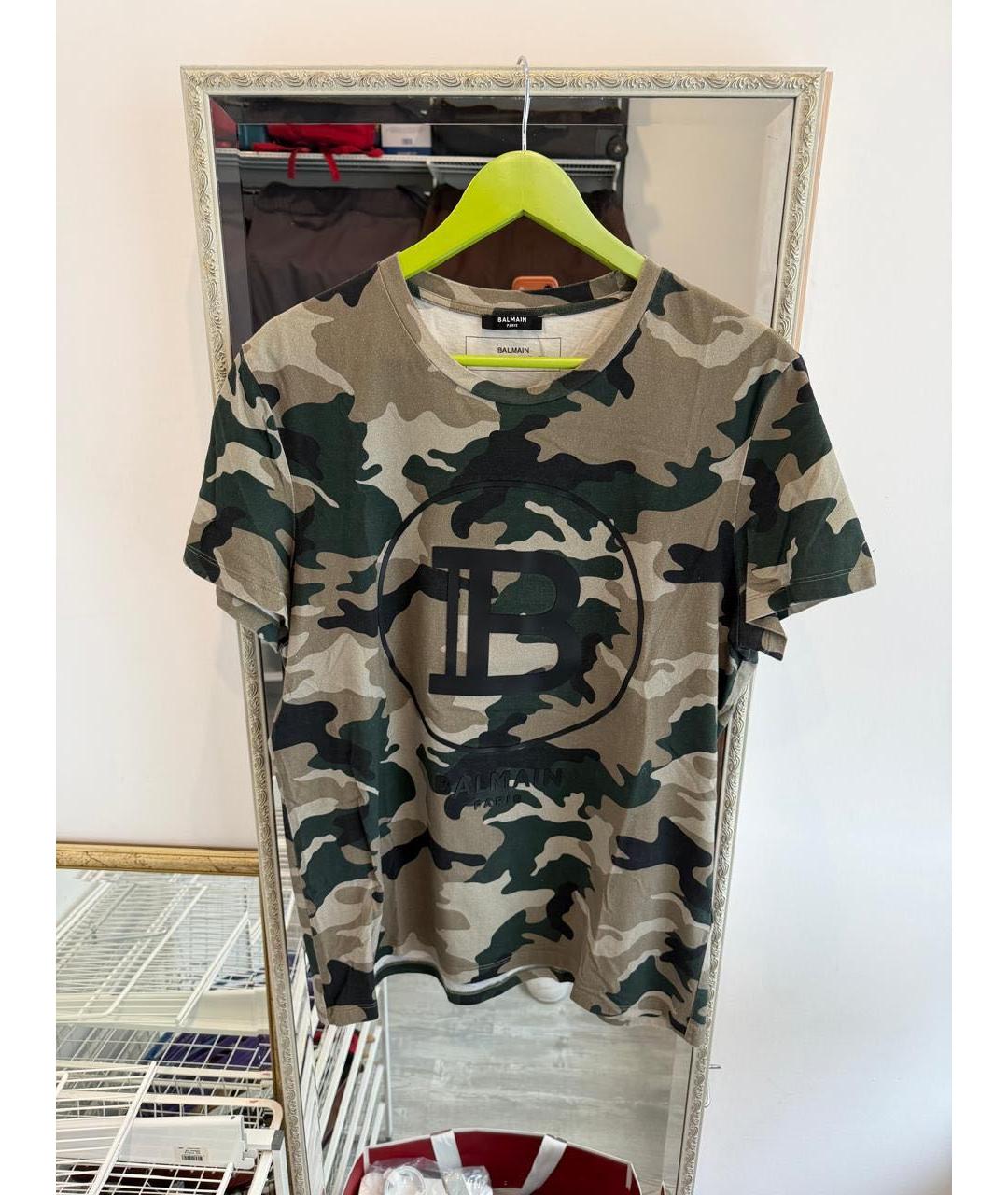 BALMAIN Хаки футболка, фото 2