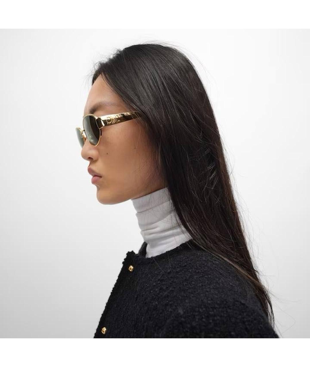 CELINE Золотые металлические солнцезащитные очки, фото 6