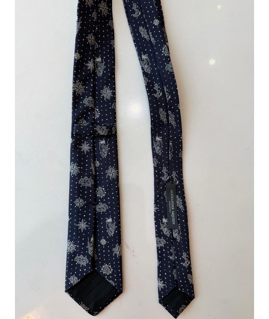 ALEXANDER MCQUEEN Синий шелковый галстук, фото 3