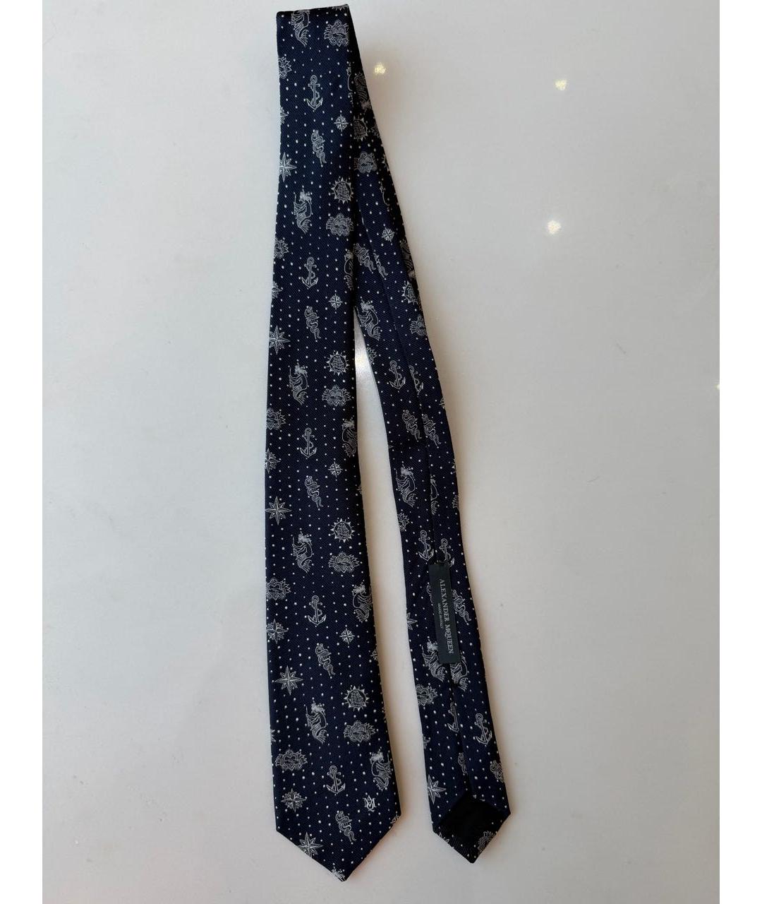 ALEXANDER MCQUEEN Синий шелковый галстук, фото 2