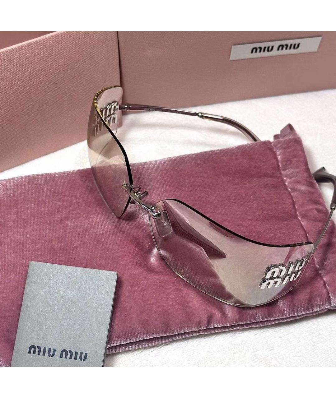 MIU MIU Серебряные металлические солнцезащитные очки, фото 2
