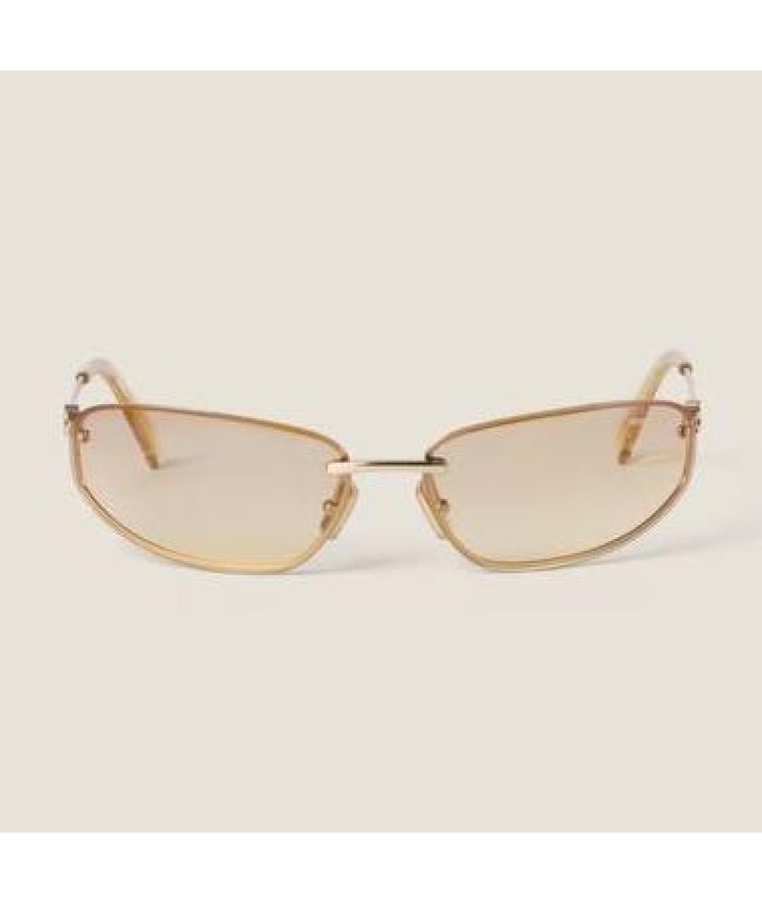 MIU MIU Коричневые металлические солнцезащитные очки, фото 3