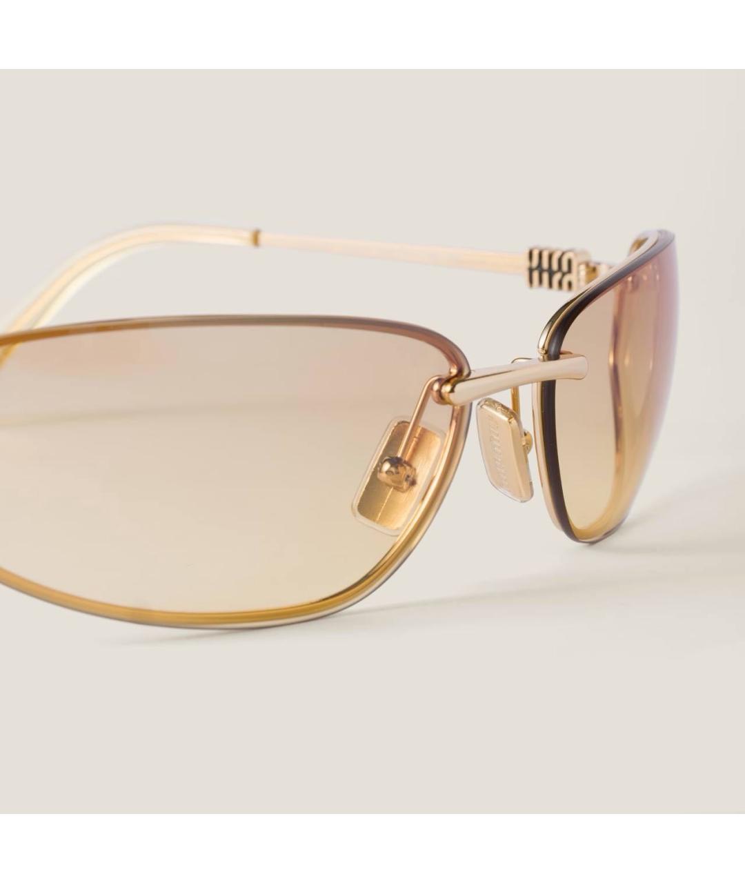 MIU MIU Коричневые металлические солнцезащитные очки, фото 4