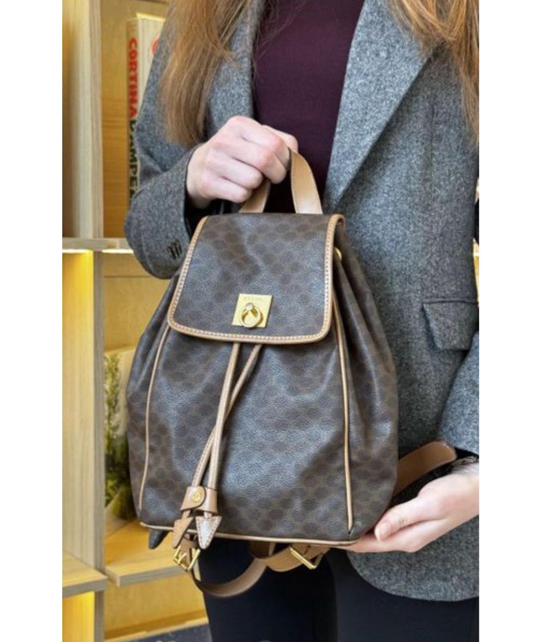 CELINE Коричневый кожаный рюкзак, фото 2