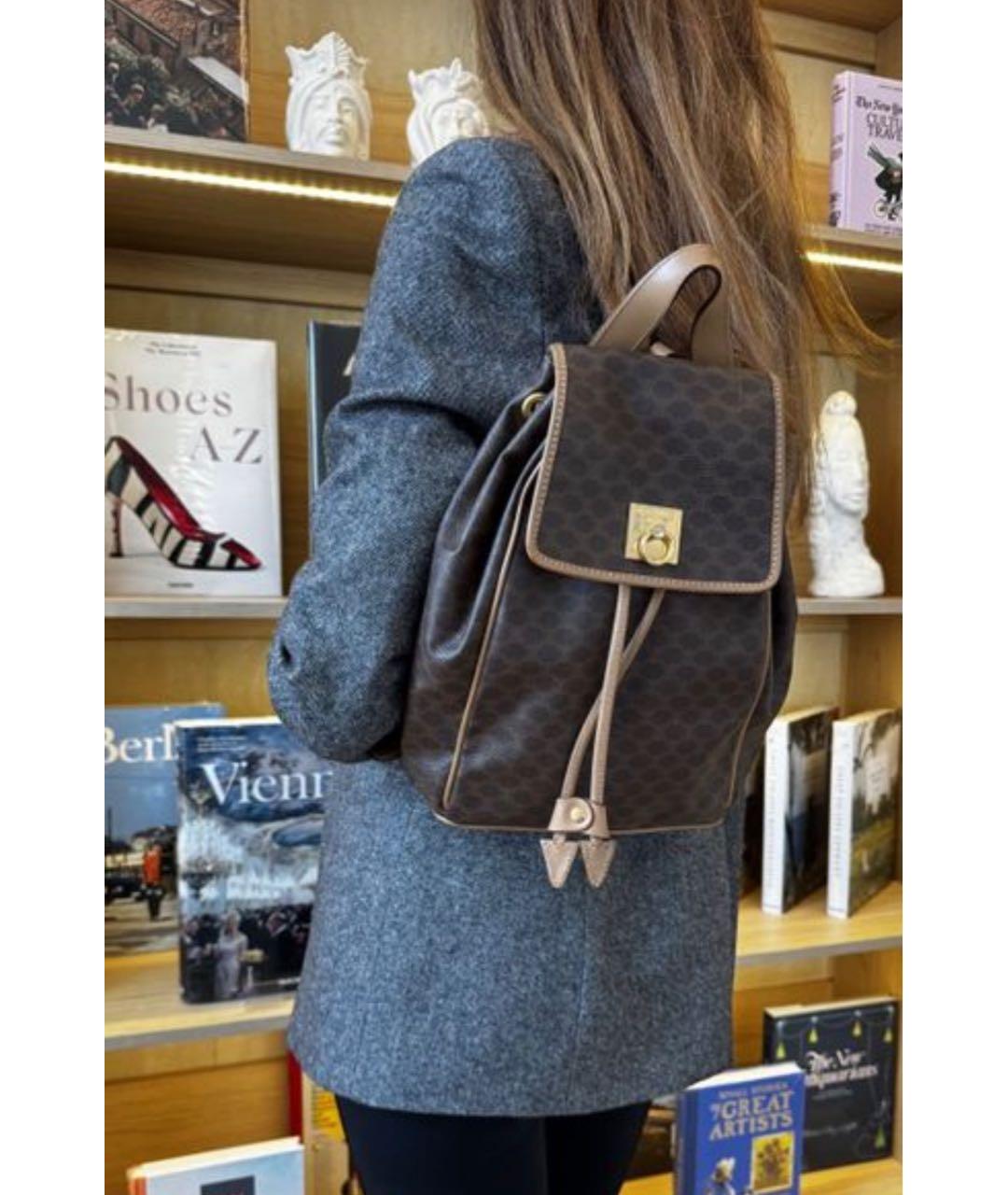 CELINE Коричневый кожаный рюкзак, фото 4