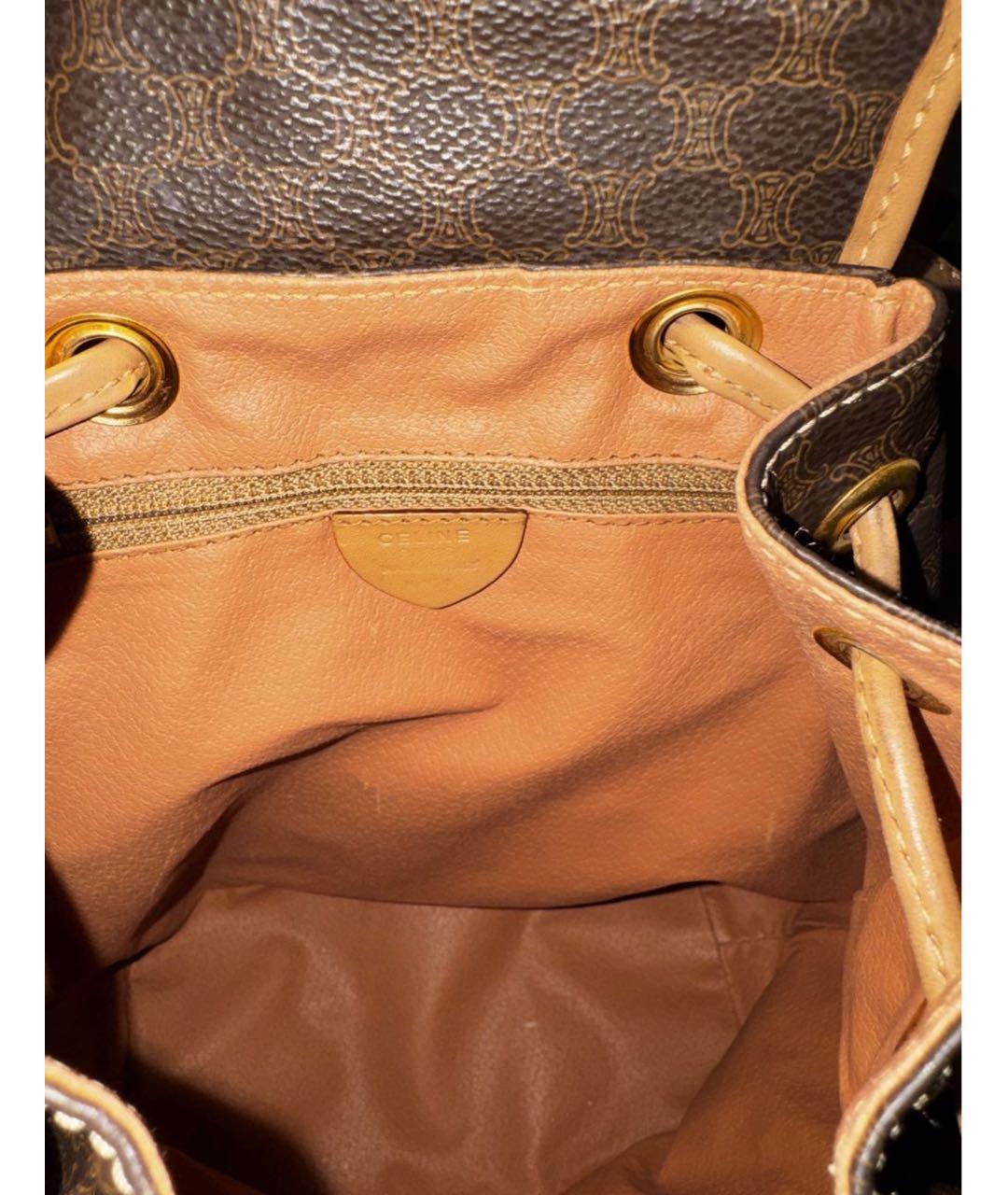 CELINE Коричневый кожаный рюкзак, фото 7