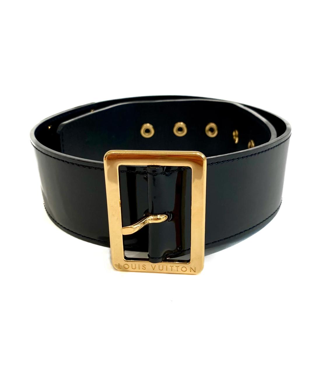 LOUIS VUITTON Черный ремень из лакированной кожи, фото 1