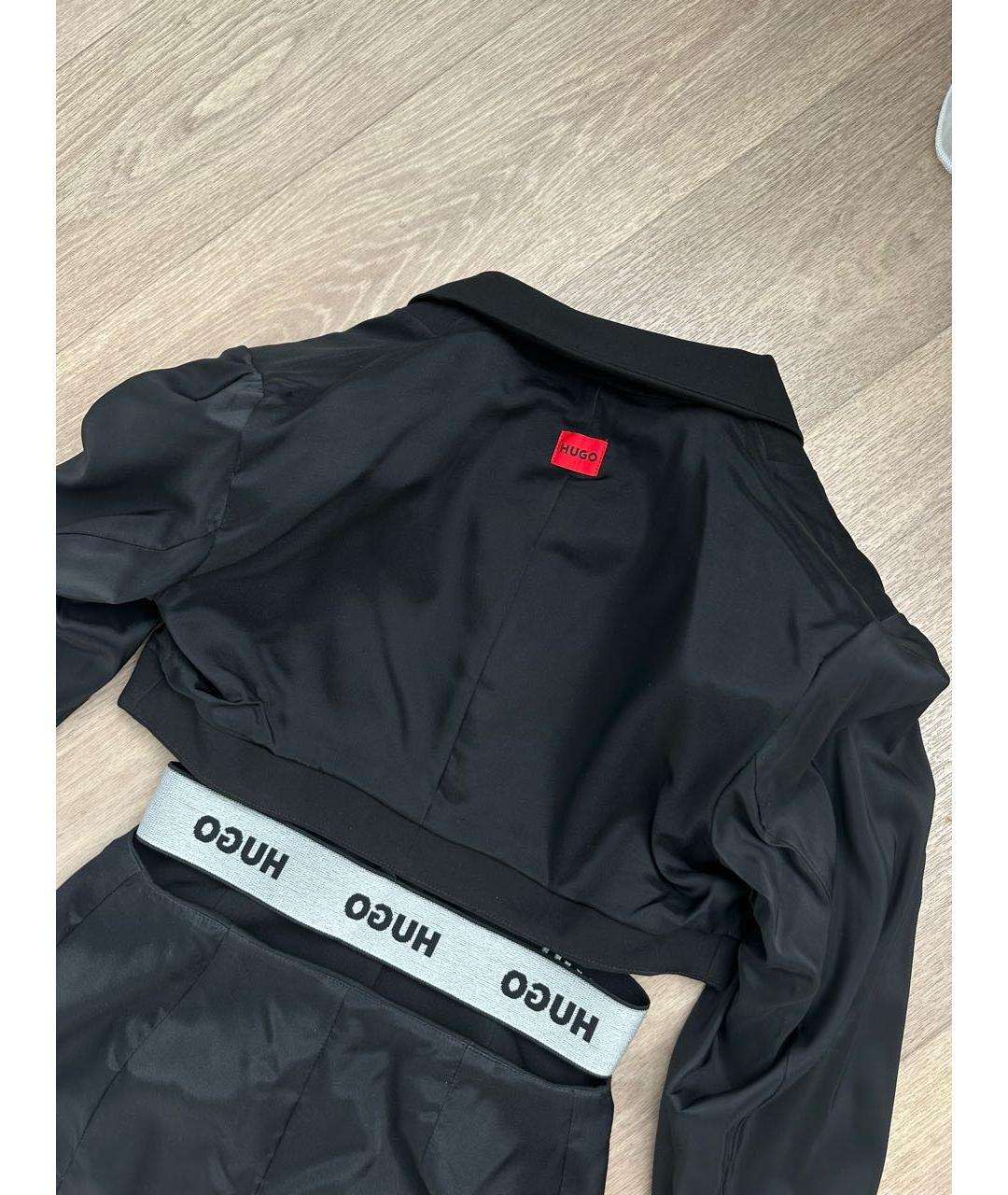 HUGO Черное вискозное повседневное платье, фото 3