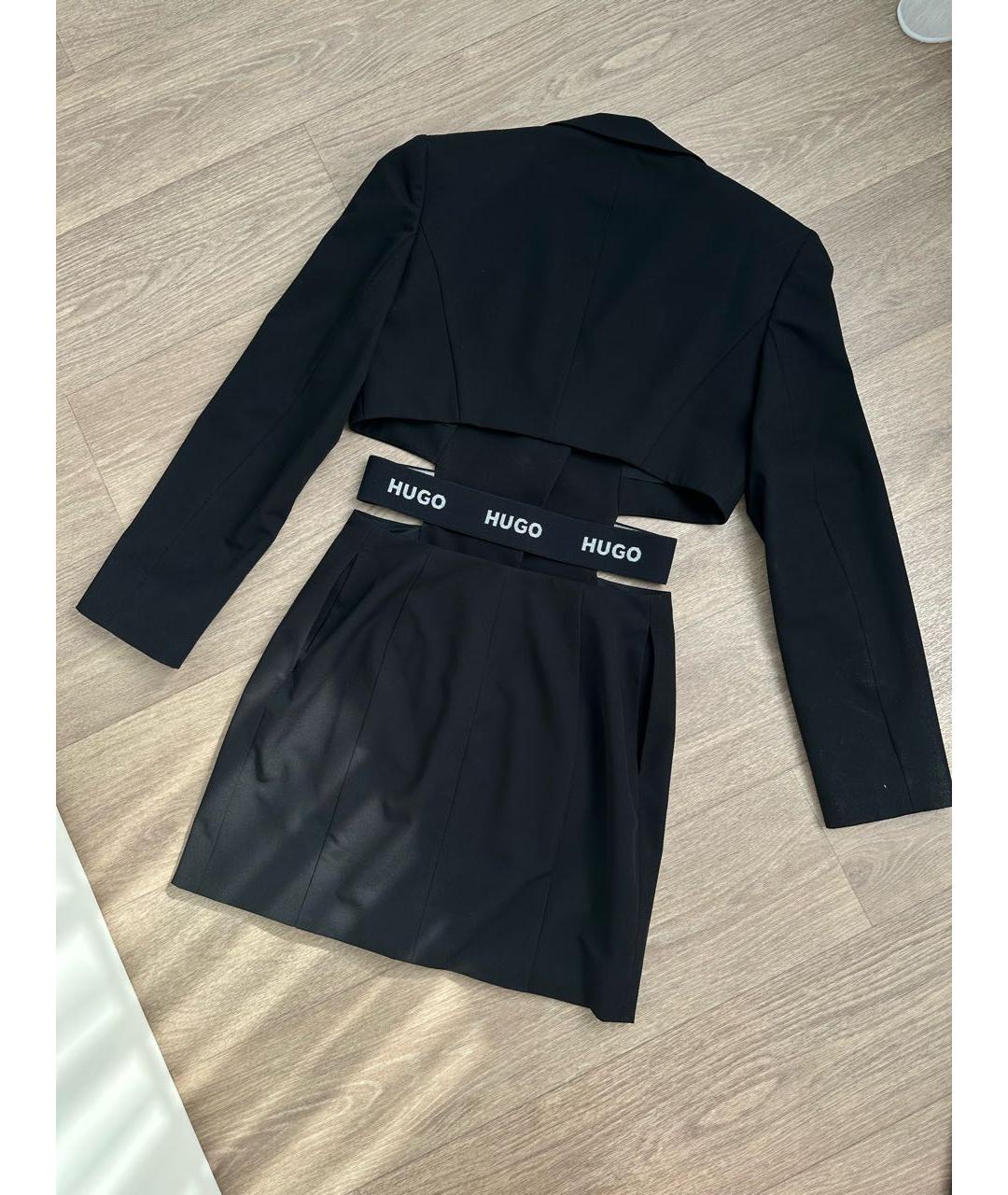 HUGO Черное вискозное повседневное платье, фото 2