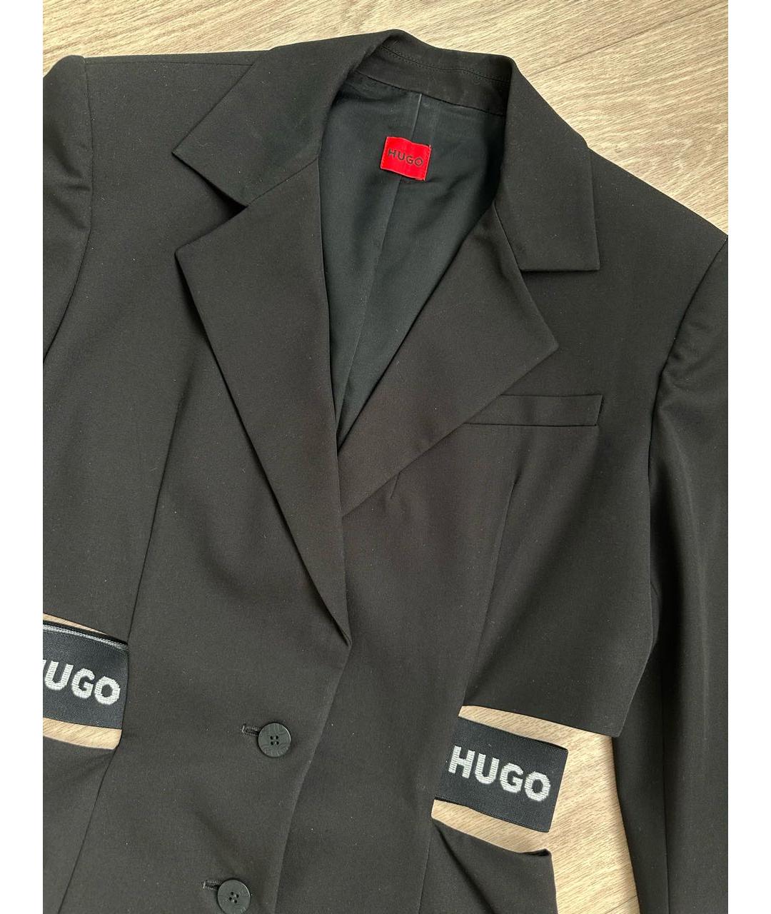 HUGO Черное вискозное повседневное платье, фото 4