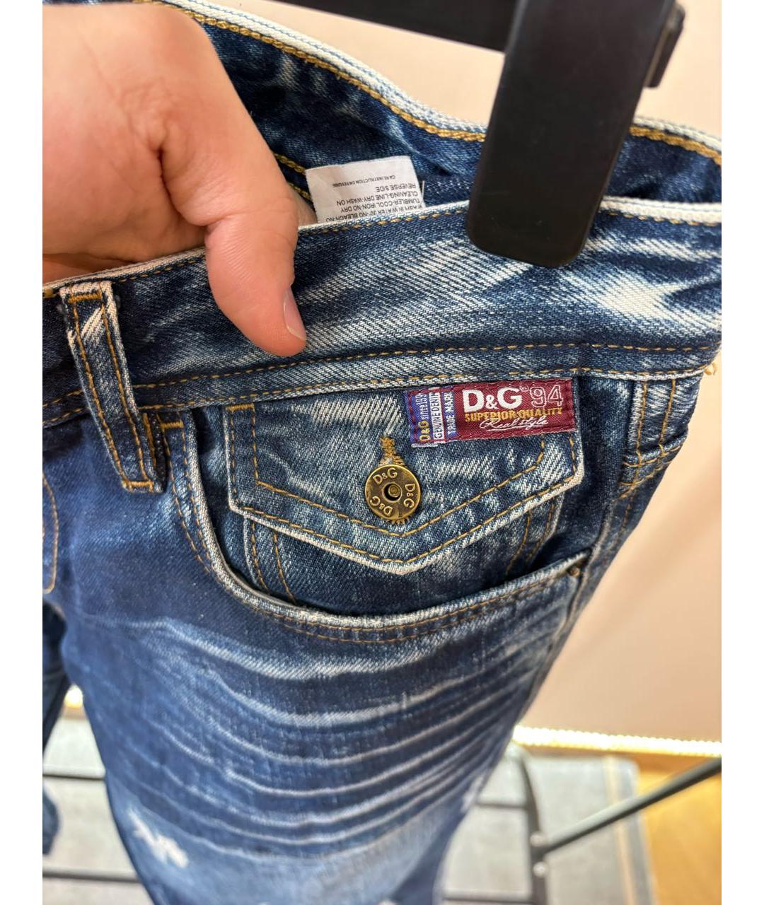DOLCE&GABBANA Синие хлопковые джинсы скинни, фото 3
