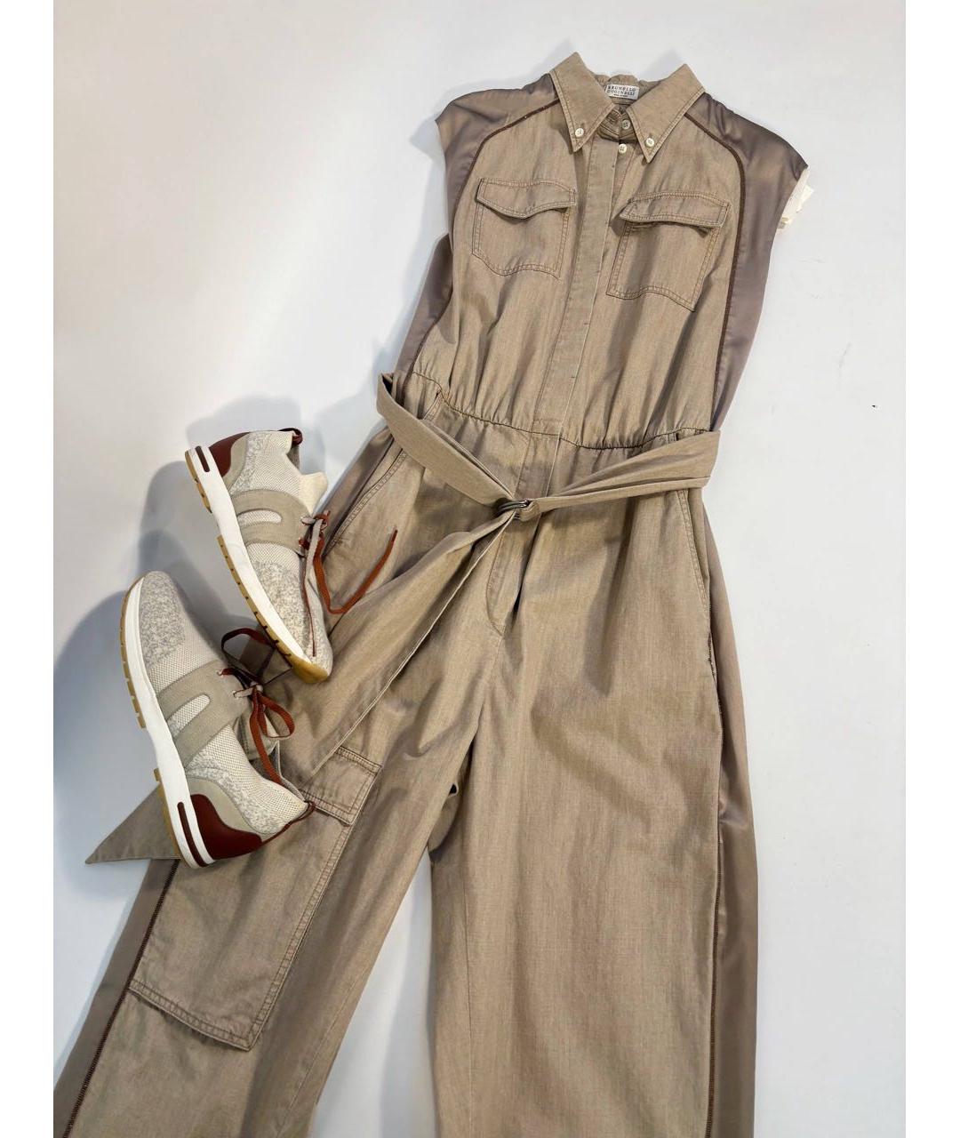 BRUNELLO CUCINELLI Бежевый хлопковый комбинезон, фото 5