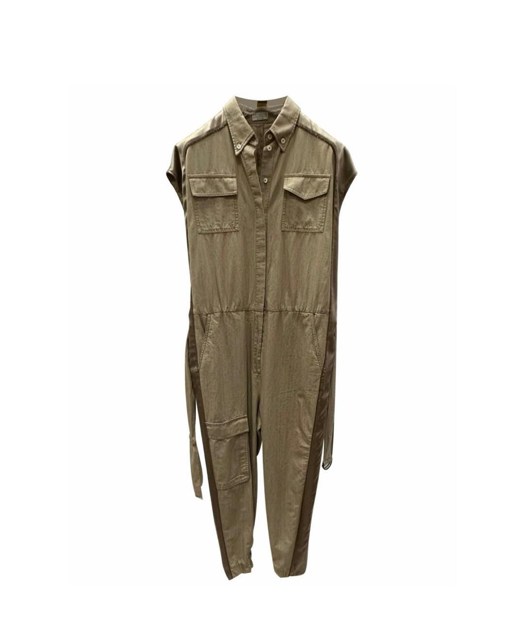 BRUNELLO CUCINELLI Бежевый хлопковый комбинезон, фото 9