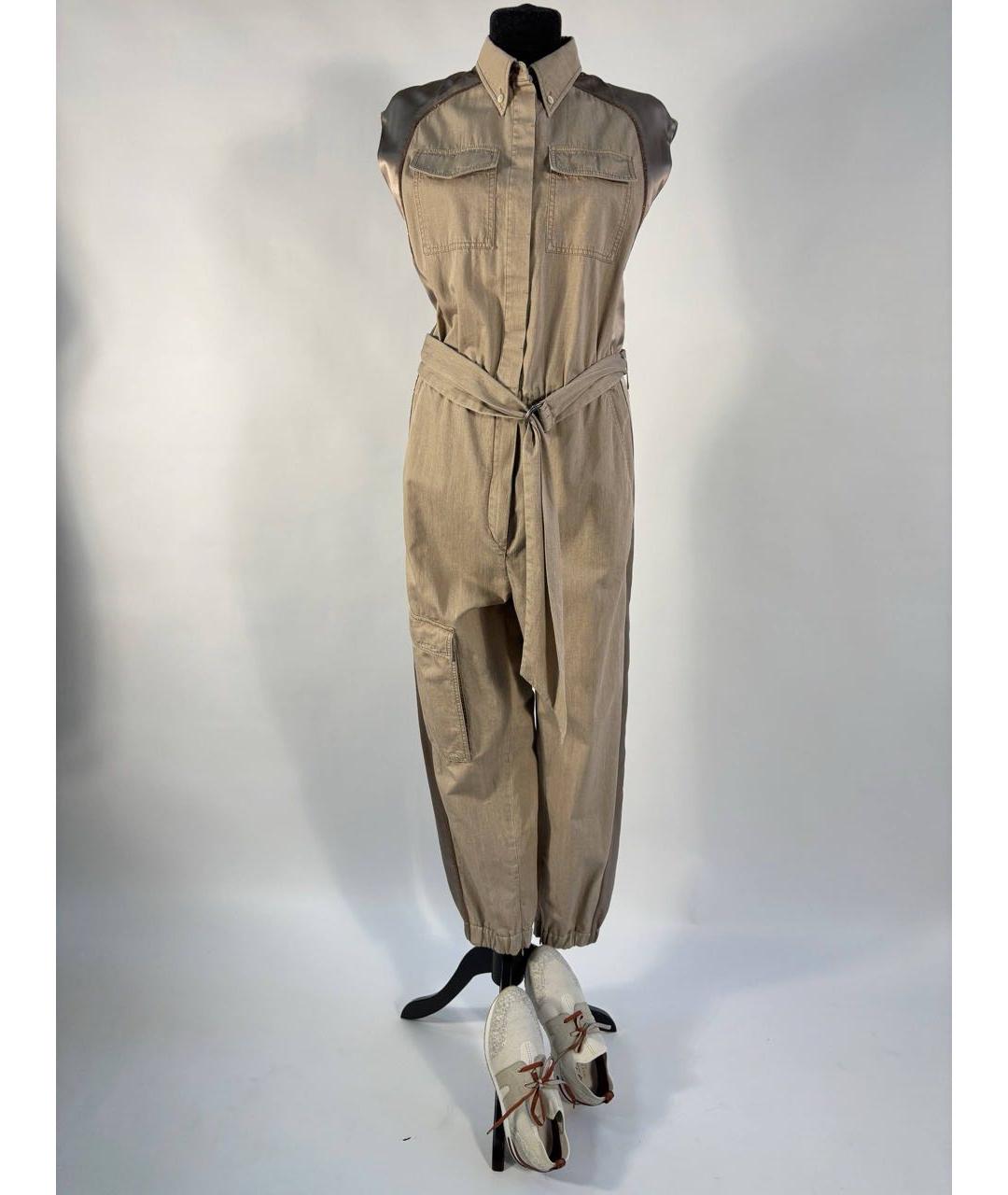 BRUNELLO CUCINELLI Бежевый хлопковый комбинезон, фото 2