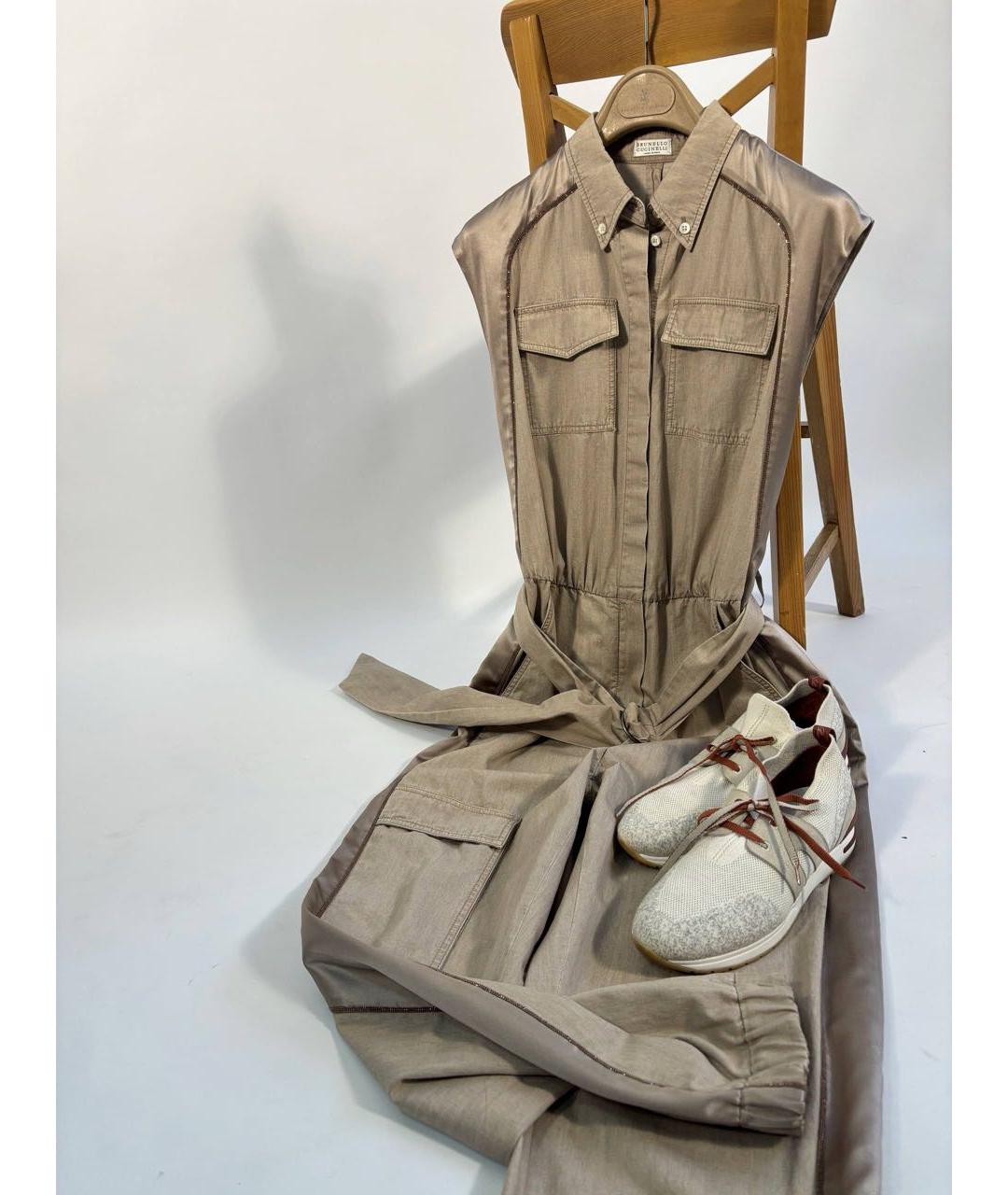 BRUNELLO CUCINELLI Бежевый хлопковый комбинезон, фото 7
