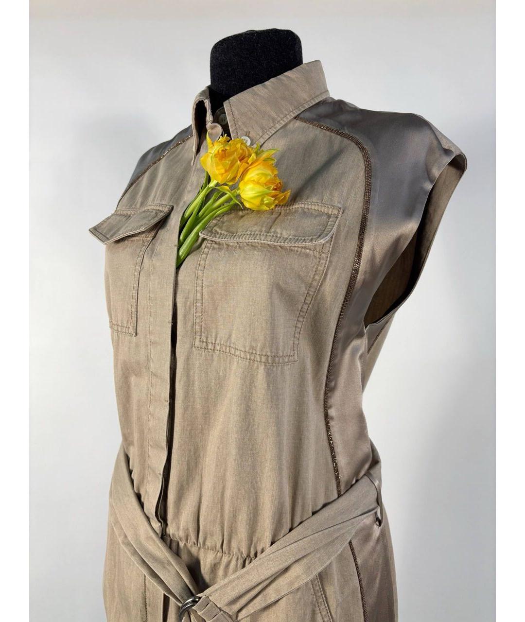 BRUNELLO CUCINELLI Бежевый хлопковый комбинезон, фото 6