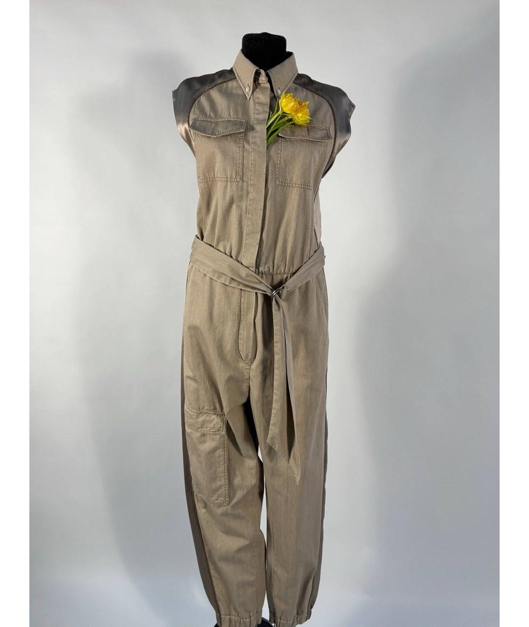 BRUNELLO CUCINELLI Бежевый хлопковый комбинезон, фото 8