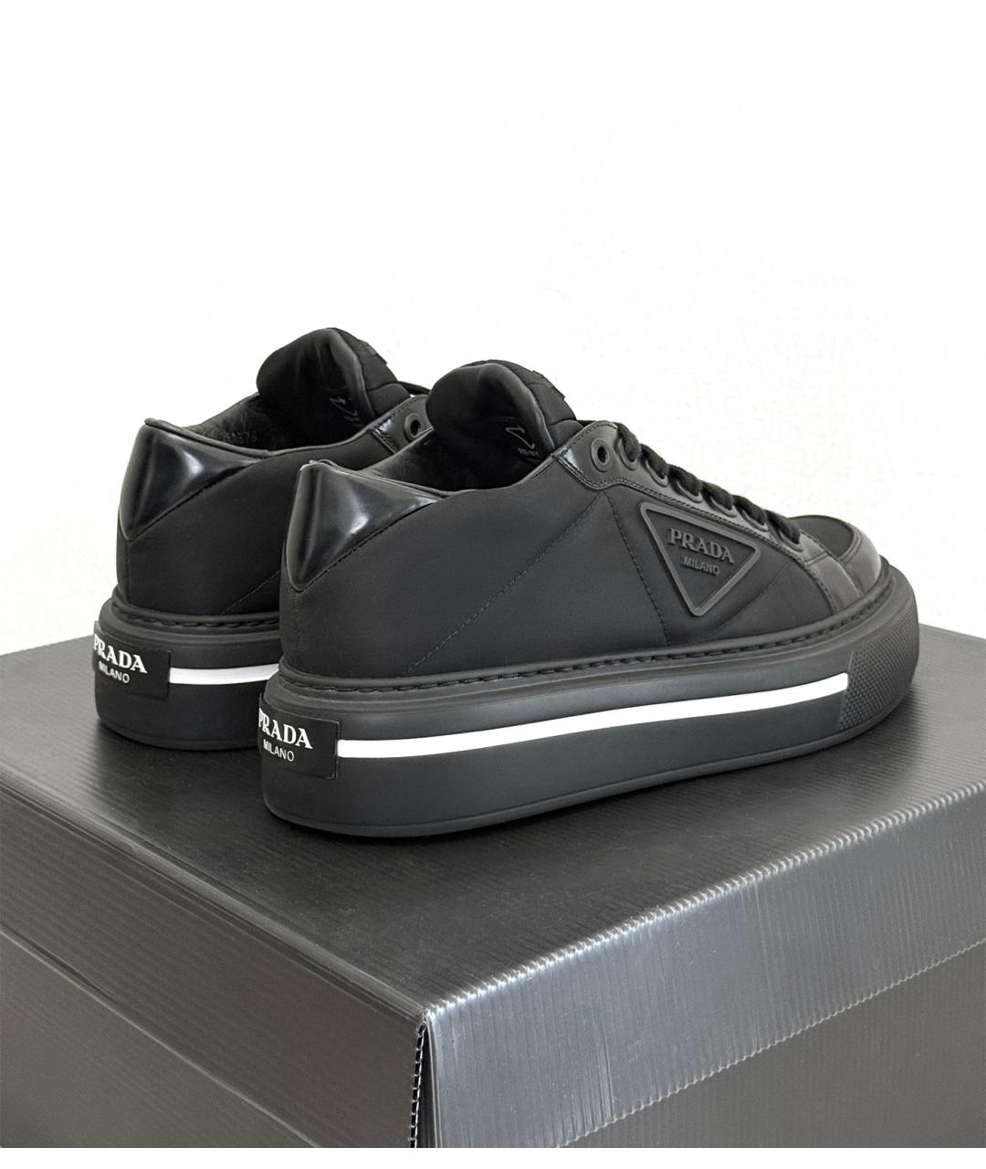 PRADA Черные кожаные кеды, фото 5