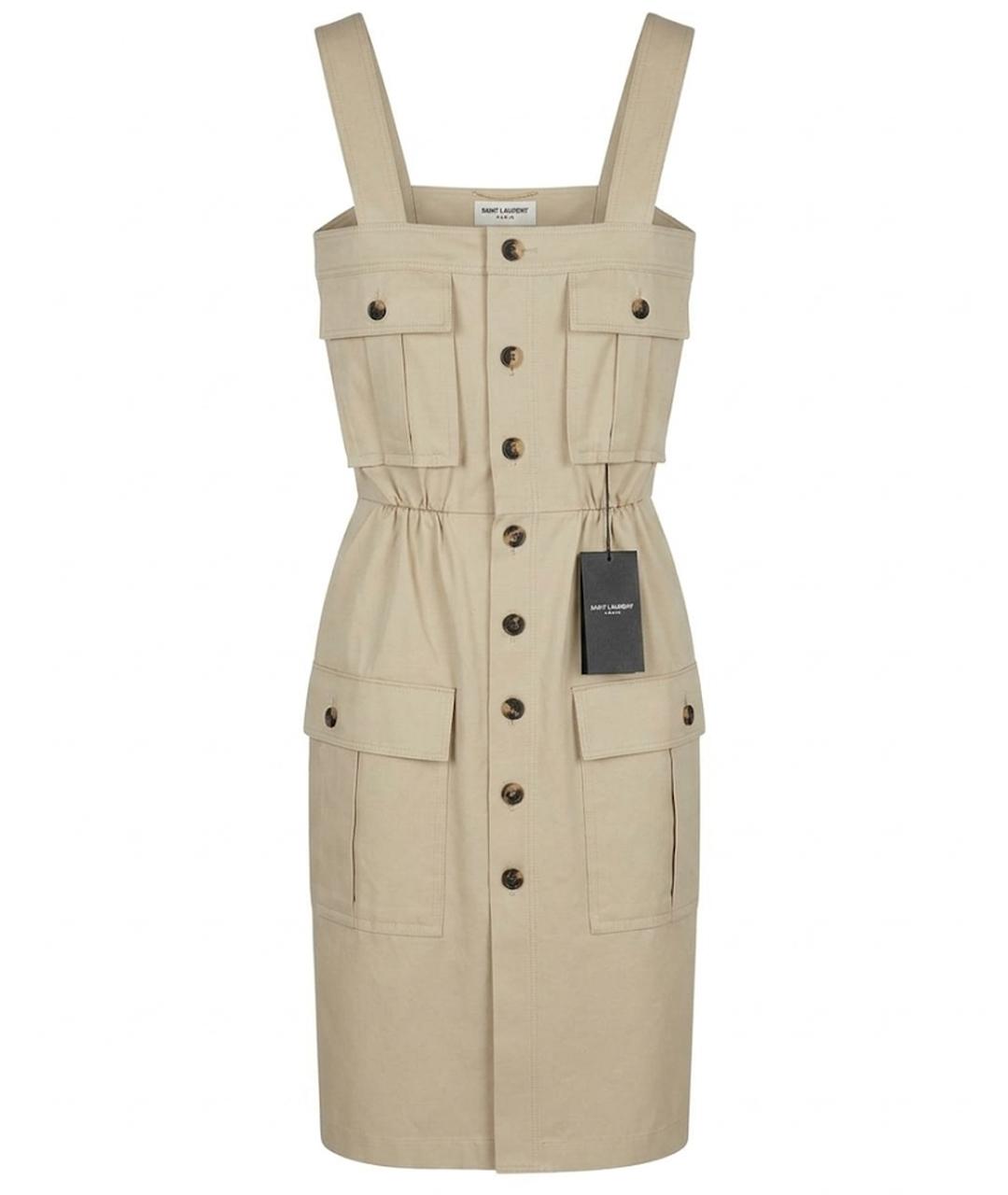 SAINT LAURENT Хаки хлопковый сарафан, фото 1