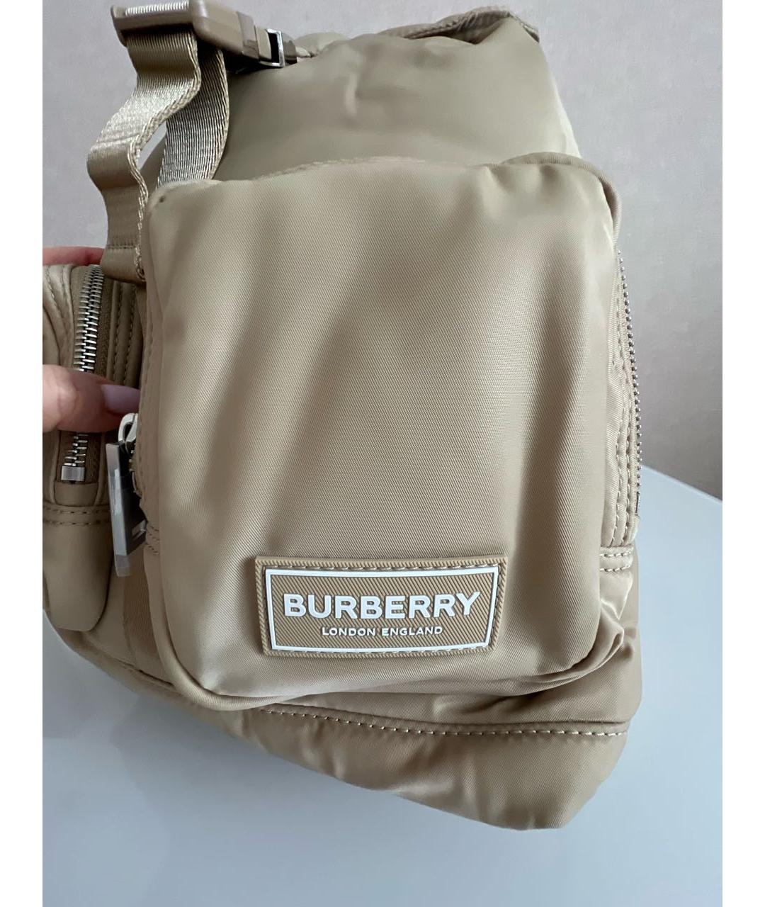 BURBERRY Бежевый синтетический рюкзак, фото 5