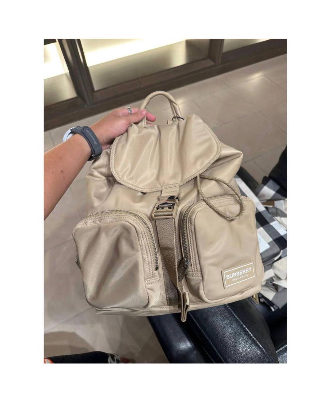 BURBERRY Бежевый синтетический рюкзак, фото 4