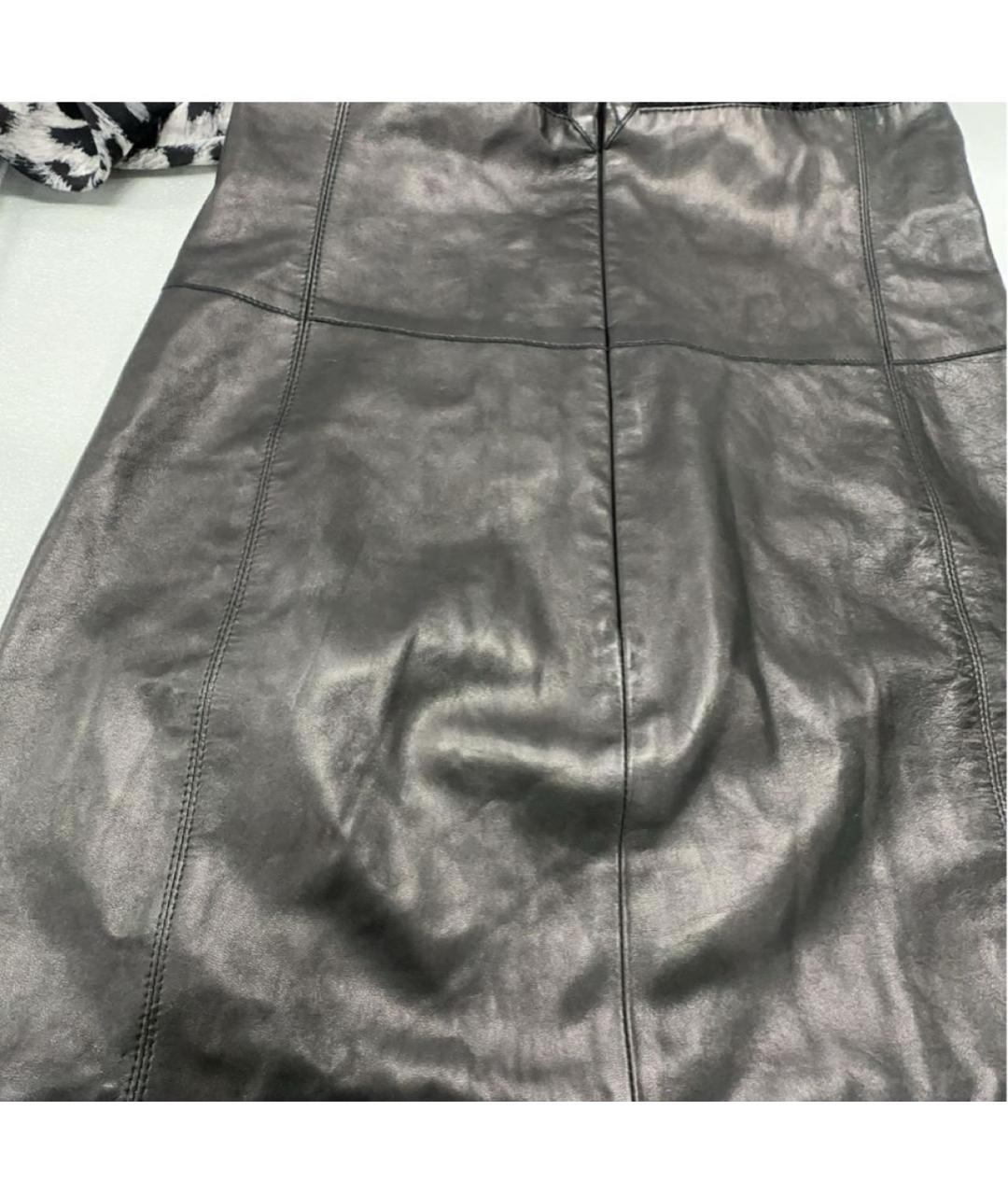 SAINT LAURENT Черное кожаное коктейльное платье, фото 7