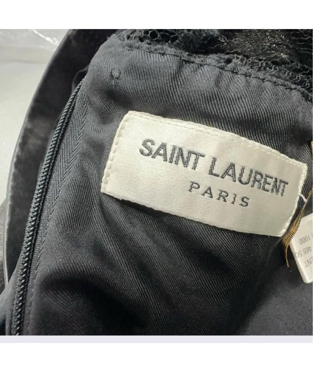 SAINT LAURENT Черное кожаное коктейльное платье, фото 6