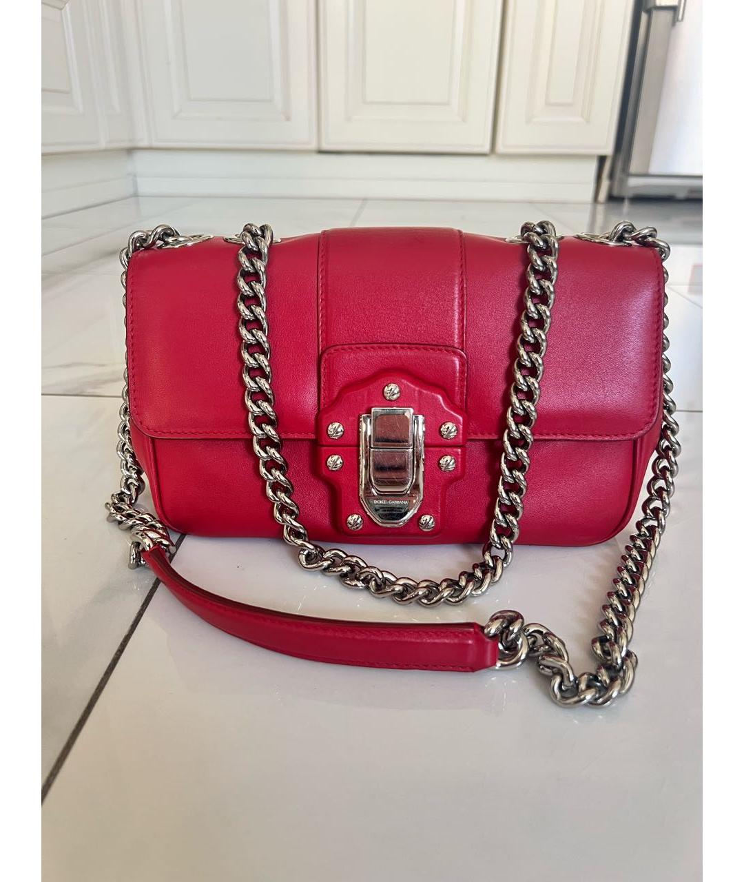 DOLCE&GABBANA Красная кожаная сумка через плечо, фото 9